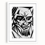 Expressionist Modern Art: Bold Black and White Portrait by Otto Lange