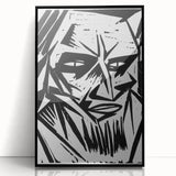 Expressionist Modern Art: Bold Black and White Portrait by Otto Lange