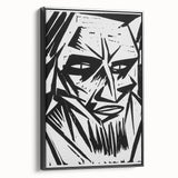 Expressionist Modern Art: Bold Black and White Portrait by Otto Lange