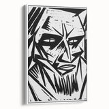 Expressionist Modern Art: Bold Black and White Portrait by Otto Lange