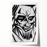 Expressionist Modern Art: Bold Black and White Portrait by Otto Lange