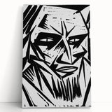 Expressionist Modern Art: Bold Black and White Portrait by Otto Lange