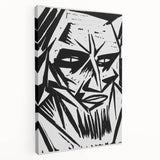 Expressionist Modern Art: Bold Black and White Portrait by Otto Lange