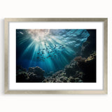Framed landscape artwork of a cave scene, featuring a silver mat and elegant frame, showcasing intricate details and natural colors, perfect for home decor.