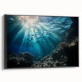 Framed canvas artwork depicting a dramatic cave landscape with earthy tones, showcasing intricate details and textures, perfect for enhancing home decor.