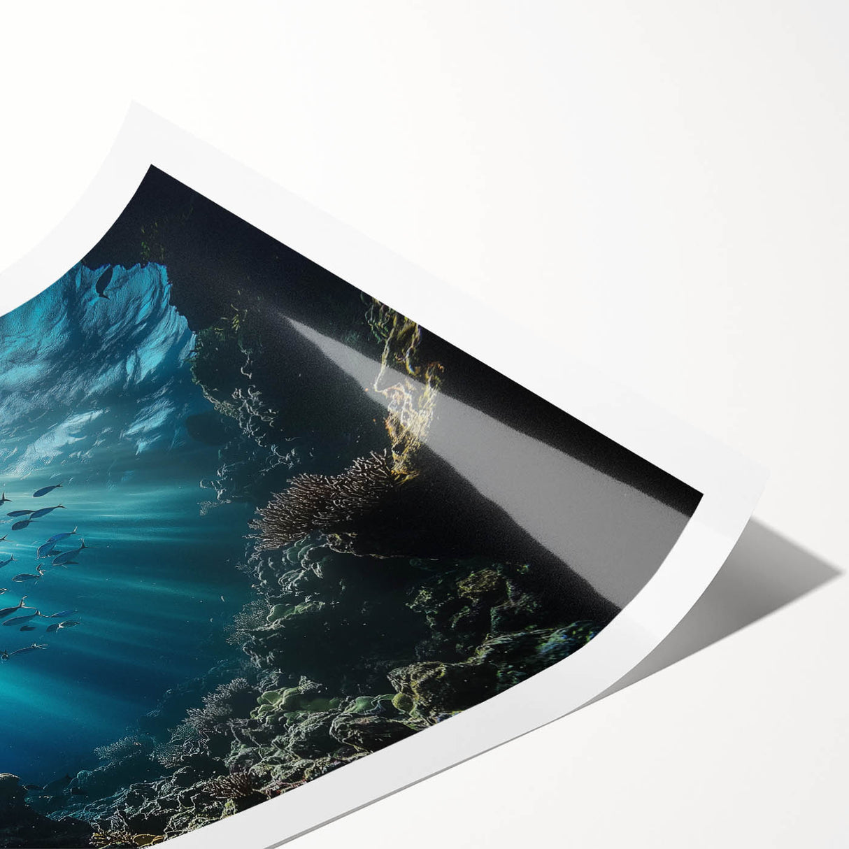 Vibrant rolled canvas print depicting a stunning cave landscape, showcasing intricate details and rich colors, ideal for home decor. Packaged securely in a protective cardboard tube.