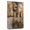 Abstract architectural wall art made of acrylic and glass, showcasing a side view with decorative pins, perfect for modern interior decor. Ideal for adding a contemporary touch to any space.