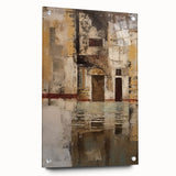 Abstract architectural wall art made of acrylic and glass, showcasing a side view with decorative pins, perfect for modern interior decor. Ideal for adding a contemporary touch to any space.