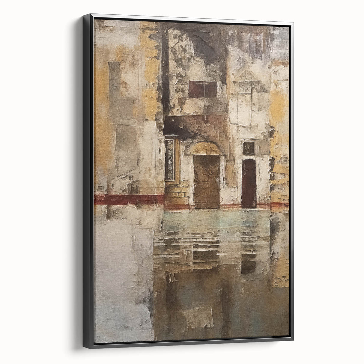 Framed abstract architecture wall art in a sleek black frame, showcasing geometric patterns and a modern aesthetic, perfect for contemporary interior decor.
