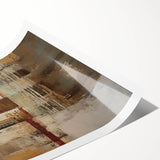 Abstract architectural wall art print showcasing intricate geometric shapes in vibrant colors, rolled and packaged in a protective cardboard tube for easy display.