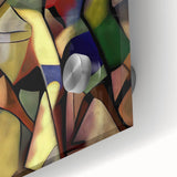 Abstract acrylic artwork showcasing vibrant colors and fluid shapes, featuring a close-up of glass texture that enhances its modern aesthetic. Ideal for contemporary decor.