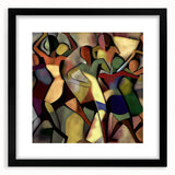 Abstract figurative frame with a black mat, showcasing an elegant front view that enhances any modern decor, ideal for contemporary art enthusiasts.