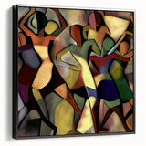 Framed abstract figurative wall art in black, showcasing a modern design with intricate details and textures, perfect for contemporary home decor accents.