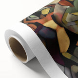 Abstract figurative art canvas roll showcasing vibrant colors and intricate patterns, ideal for modern home decor. Packaged securely in a cardboard tube for safe delivery.