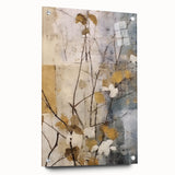Abstract floral wall art displayed in a sleek acrylic frame, showcasing vibrant colors and intricate designs, ideal for modern home decor. Side view highlights the frame's depth and pin details, perfect for adding a stylish touch to any interior space.