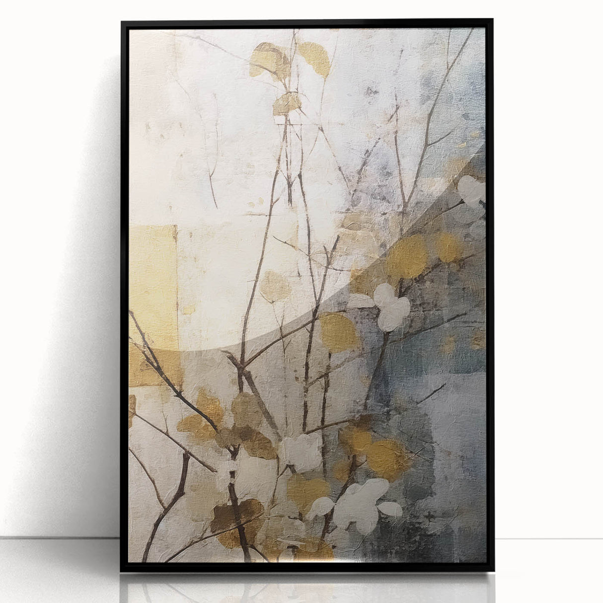 Framed abstract floral wall art in black acrylic, showcasing vibrant colors and intricate designs, perfect for modern home decor and artistic enhancement.