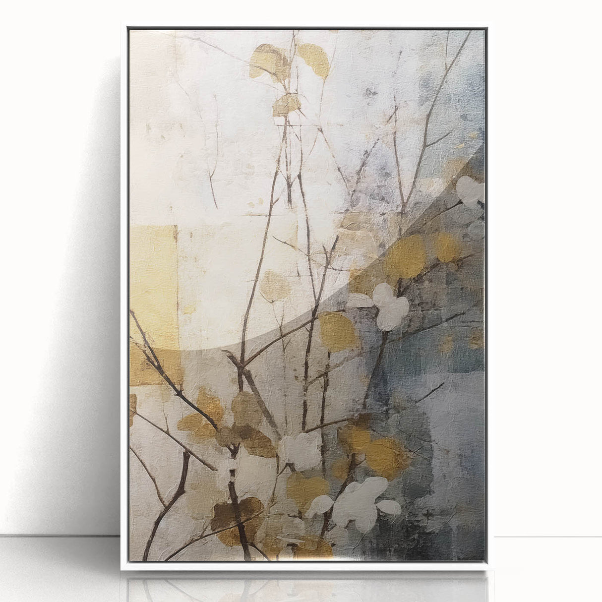 Framed abstract floral wall art featuring vibrant colors and intricate designs, set against a white background, ideal for modern home decor.