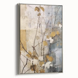 Framed abstract floral wall art in a silver frame, showcasing vibrant colors and intricate details, ideal for enhancing modern home decor. Perfect for living rooms or offices.