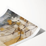 Vibrant abstract floral wall art print showcasing colorful blossoms in shades of pink, blue, and green, rolled for easy shipping and display. Perfect for modern home decor.