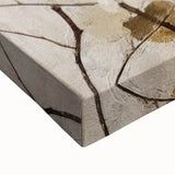 Close-up of vibrant abstract floral wall art on stretched canvas, showcasing intricate details and rich colors, perfect for home decor enhancement.