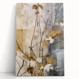 Stretched canvas wall art showcasing vibrant abstract floral designs in soft pastel colors, elegantly leaning against a wall, perfect for modern home decor.