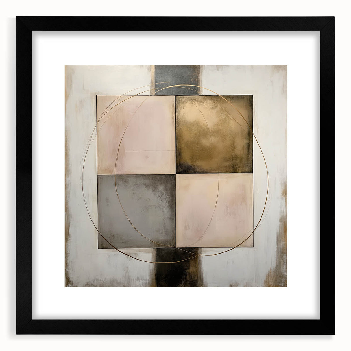 Abstract geometric frame with a sleek black finish, showcasing a modern design that enhances any decor, perfect for contemporary art displays or home styling.