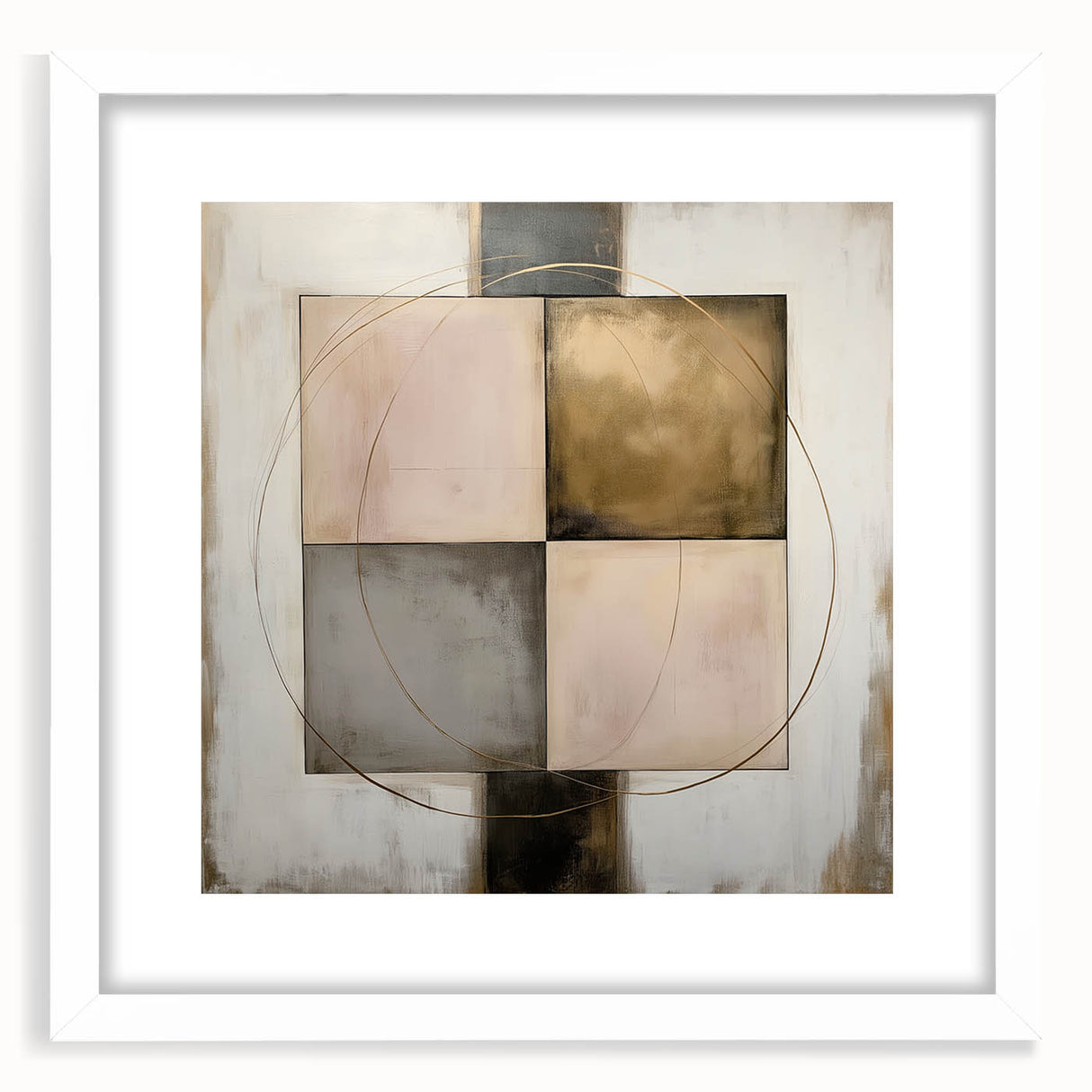 Abstract geometric frame in white, showcasing a modern design with a matte finish, ideal for enhancing contemporary decor in homes or offices.