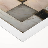 Abstract geometric rolled canvas art showcasing vibrant colors and intricate shapes, packaged securely in a cardboard tube for safe delivery and display.