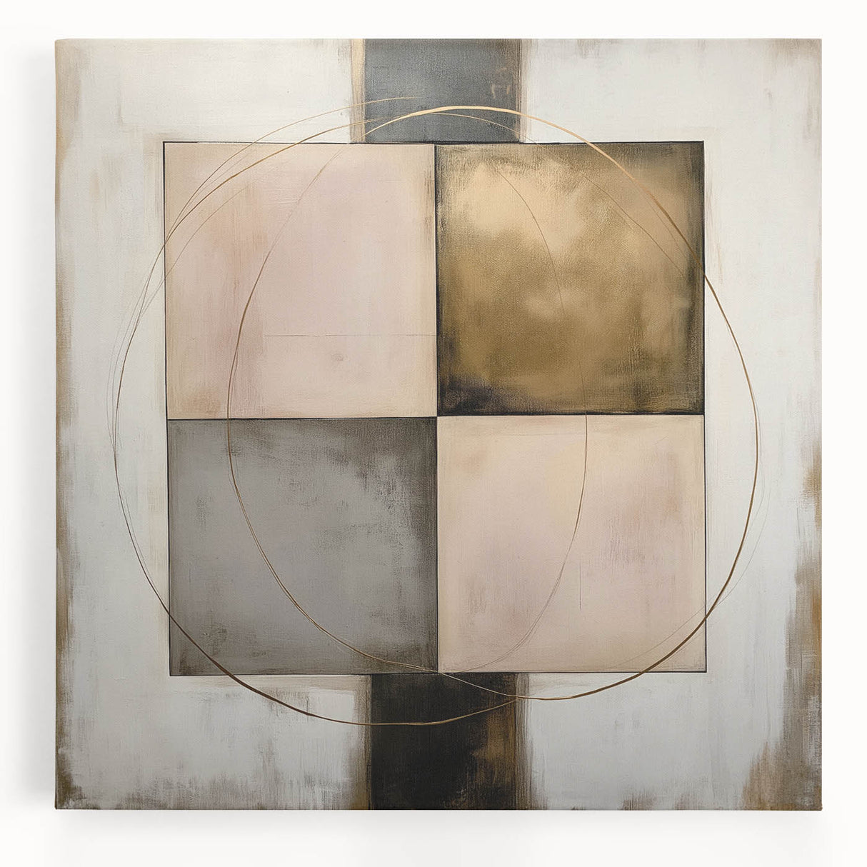 Abstract geometric stretched canvas artwork showcasing vibrant colors and intricate patterns, ideal for modern home decor or art enthusiasts. Perfect for enhancing living spaces.