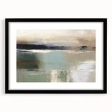 Abstract landscape wall art framed with a black mat, showcasing vibrant colors and fluid shapes, perfect for modern home decor and artistic interiors.