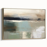 Framed abstract landscape wall art showcasing vibrant gold and earthy tones, displayed in a modern setting to enhance interior decor aesthetics. Perfect for stylish home or office spaces.