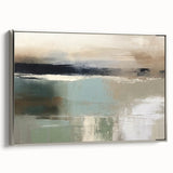 Framed canvas wall art showcasing an abstract landscape design in silver tones, presented in a stylish side view, perfect for modern home decor and aesthetic enhancement.