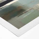 Abstract landscape wall art printed on rolled canvas, showcasing vibrant colors and fluid shapes that evoke a serene natural environment, ideal for home decor.