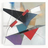 Contemporary Abstract Canvas – Angular Energy in Red & Teal