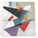 Contemporary Abstract Canvas – Angular Energy in Red & Teal