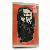 Expressionist Art - Bold Old Man Portrait in Black and Red Tones