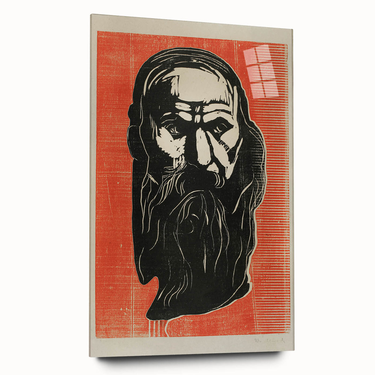 Expressionist Art - Bold Old Man Portrait in Black and Red Tones