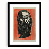 Expressionist Art - Bold Old Man Portrait in Black and Red Tones