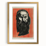 Expressionist Art - Bold Old Man Portrait in Black and Red Tones