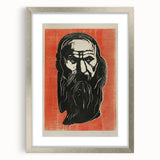 Expressionist Art - Bold Old Man Portrait in Black and Red Tones