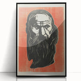 Expressionist Art - Bold Old Man Portrait in Black and Red Tones