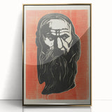 Expressionist Art - Bold Old Man Portrait in Black and Red Tones