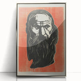 Expressionist Art - Bold Old Man Portrait in Black and Red Tones