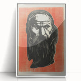 Expressionist Art - Bold Old Man Portrait in Black and Red Tones