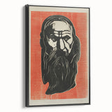 Expressionist Art - Bold Old Man Portrait in Black and Red Tones