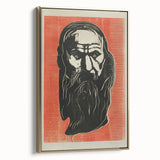 Expressionist Art - Bold Old Man Portrait in Black and Red Tones