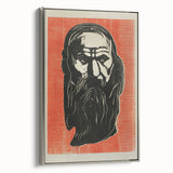 Expressionist Art - Bold Old Man Portrait in Black and Red Tones