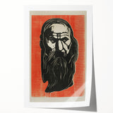 Expressionist Art - Bold Old Man Portrait in Black and Red Tones