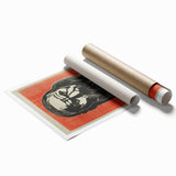 Expressionist Art - Bold Old Man Portrait in Black and Red Tones