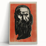 Expressionist Art - Bold Old Man Portrait in Black and Red Tones